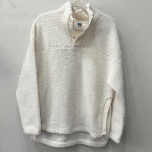 Old Navy Men's White Sherpa Zip-Up Sweater